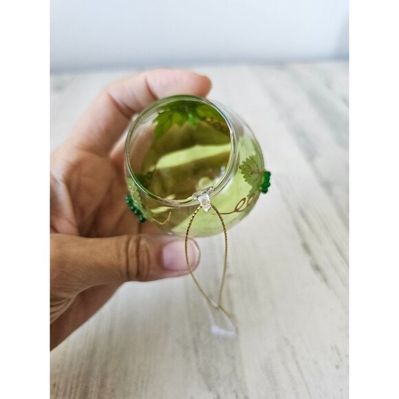 Grapes wine glass goblet champagne glitter green ornament Xmas tree - Picture 7 of 8